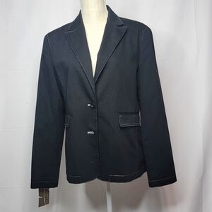 NEW NEW NEW!!Kenar Black Blazer‎ with White Thread Trim Size 12. #292